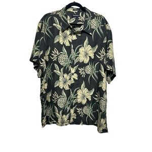 Marc‎ Edwards Silk Hawaiian Short Sleeve Shirt 2XL Floral Pineapples Resortwear